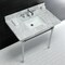Fauceture KVPB36M8SQ1ST 36" Carrara Marble Vanity Top with Stainless Steel Legs, Marble White/Polished Chrome KVPB36M8SQ1ST - alternate 2